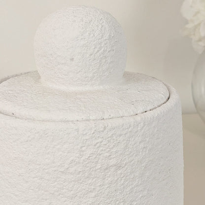 Laurel White Textured Decorative Jar