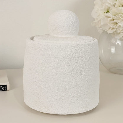 Laurel White Textured Decorative Jar