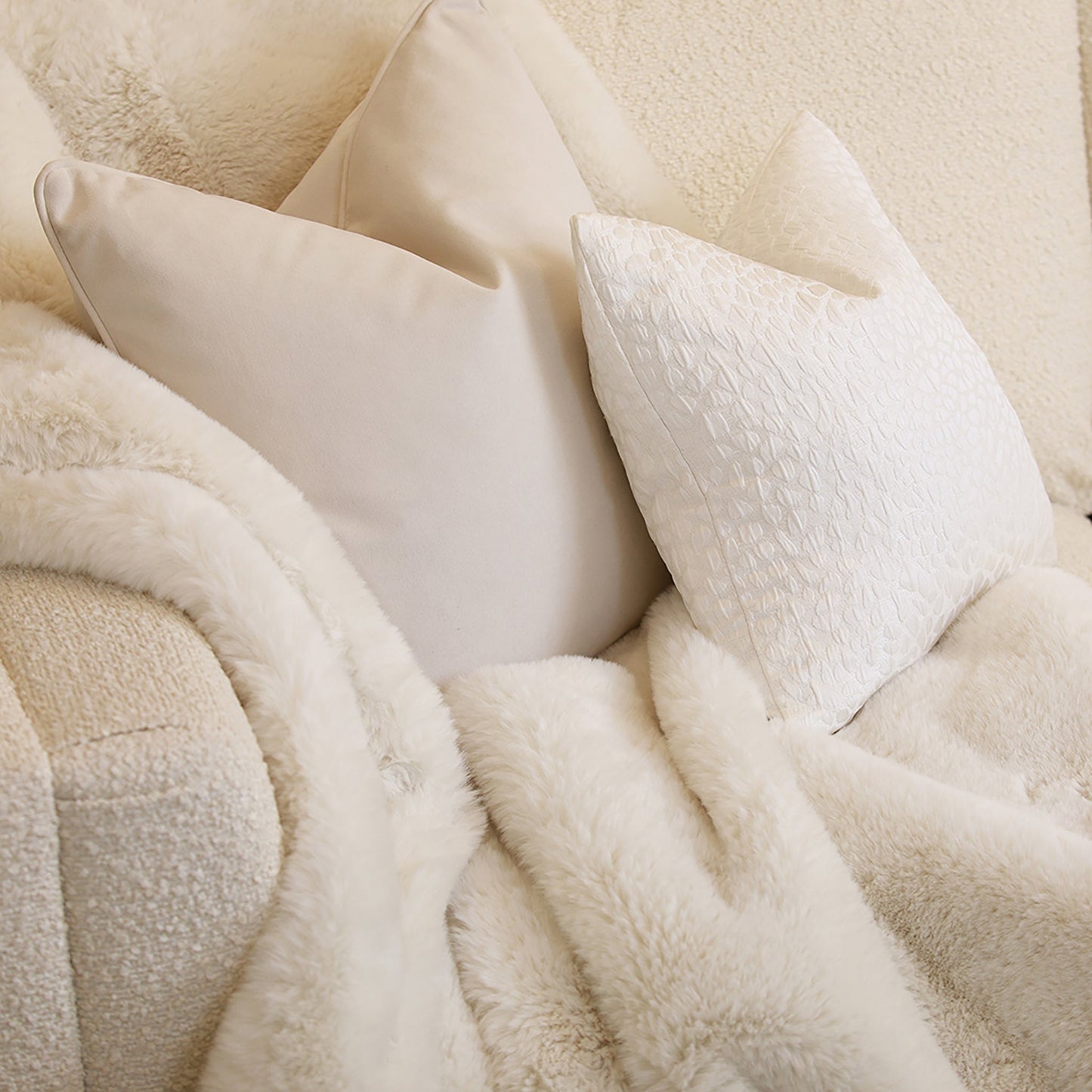 Lili Extra Thick Faux Fur Cream Throw