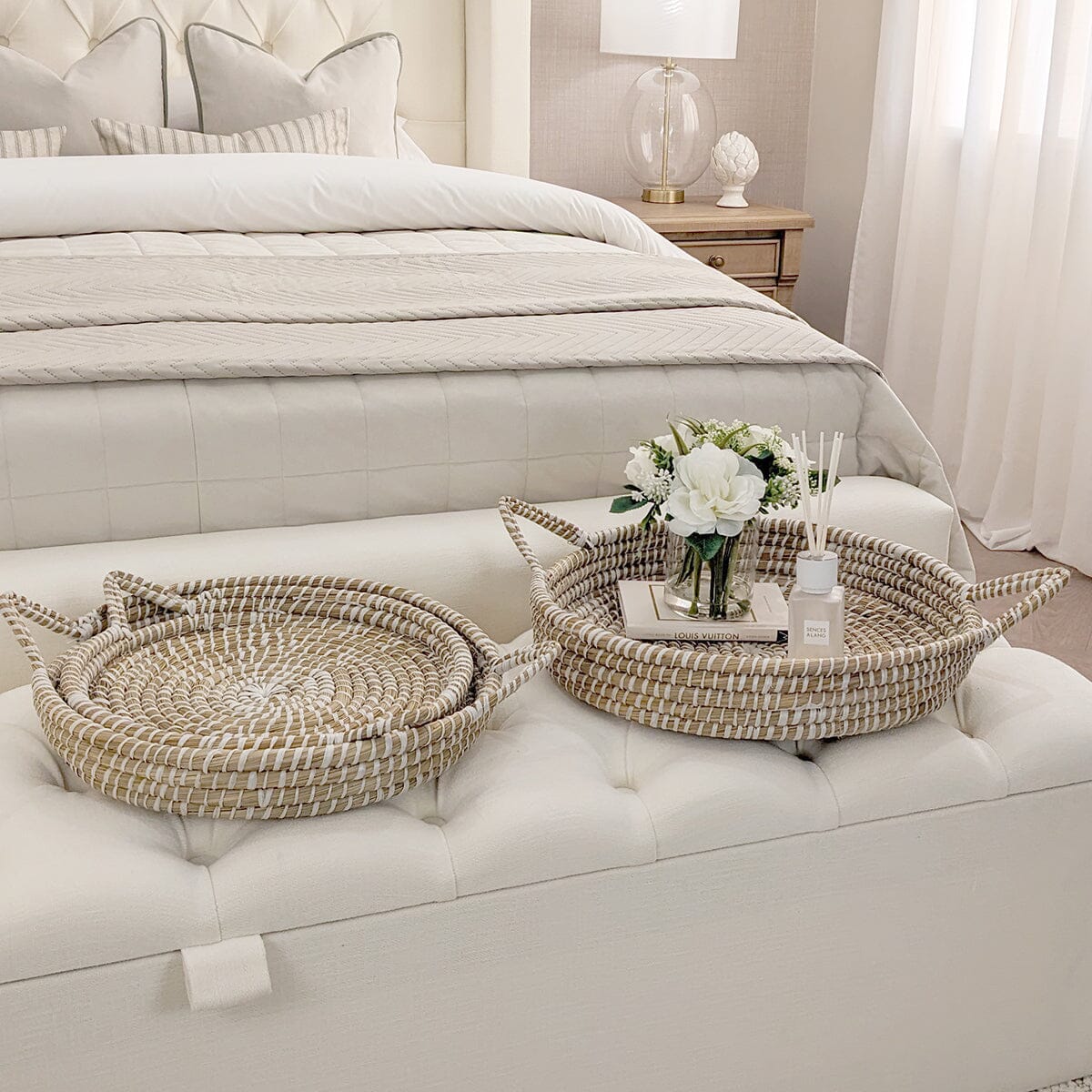 Maiden Natural Woven Round Trays - Set of 3