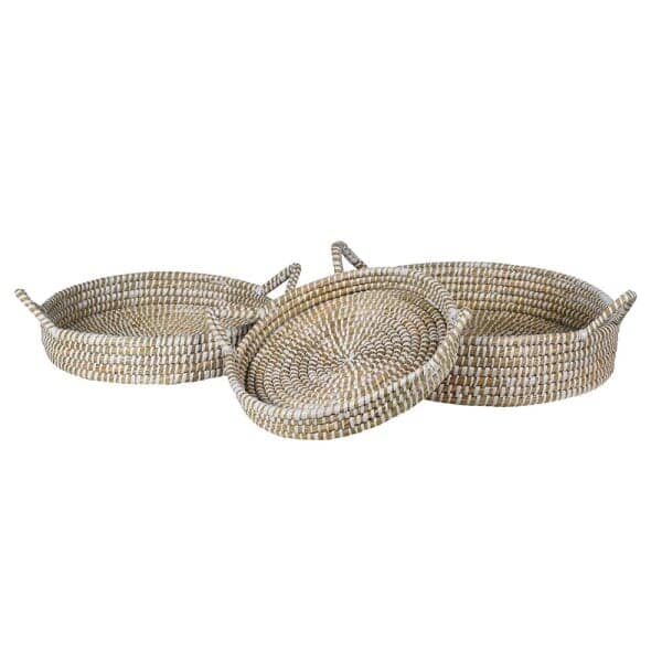 Maiden Natural Woven Round Trays - Set of 3