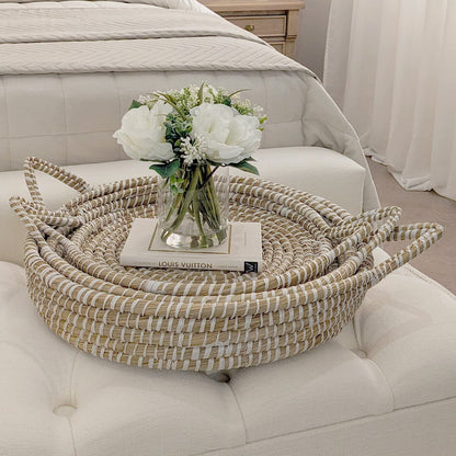 Maiden Natural Woven Round Trays - Set of 3