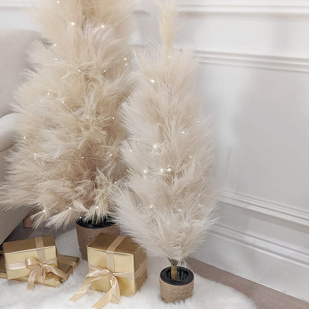 Medium Decorative Faux Pampas Tree with LED Lights