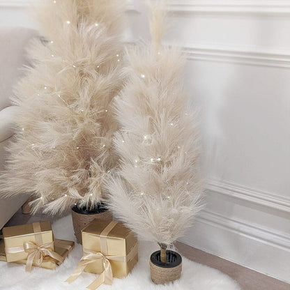 Medium Decorative Faux Pampas Tree with LED Lights