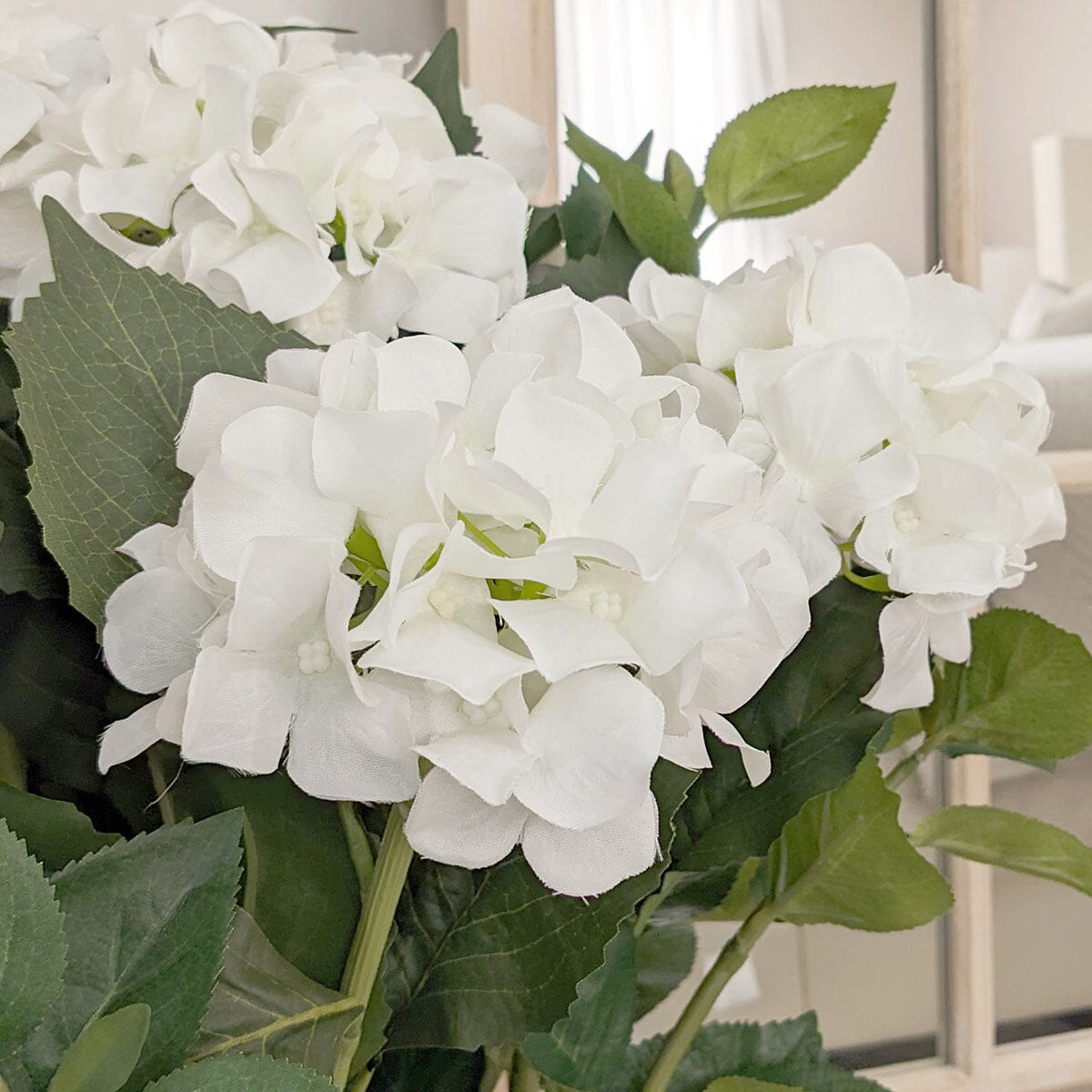 Medium White Faux Hydrangea Potted Plant