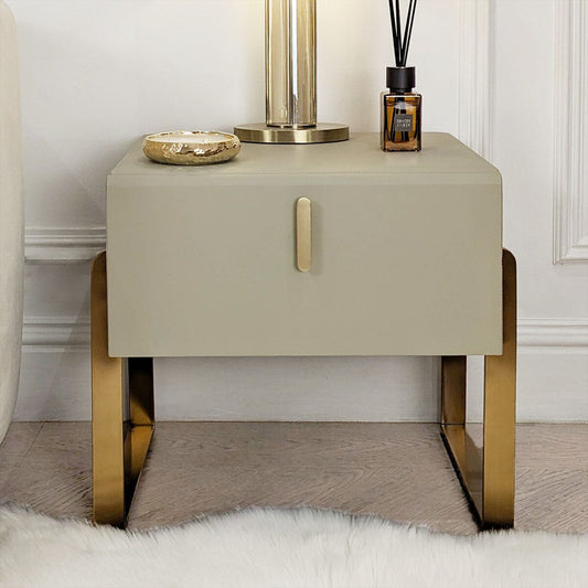 Megan Taupe & Gold 1 Drawer Bedside Table