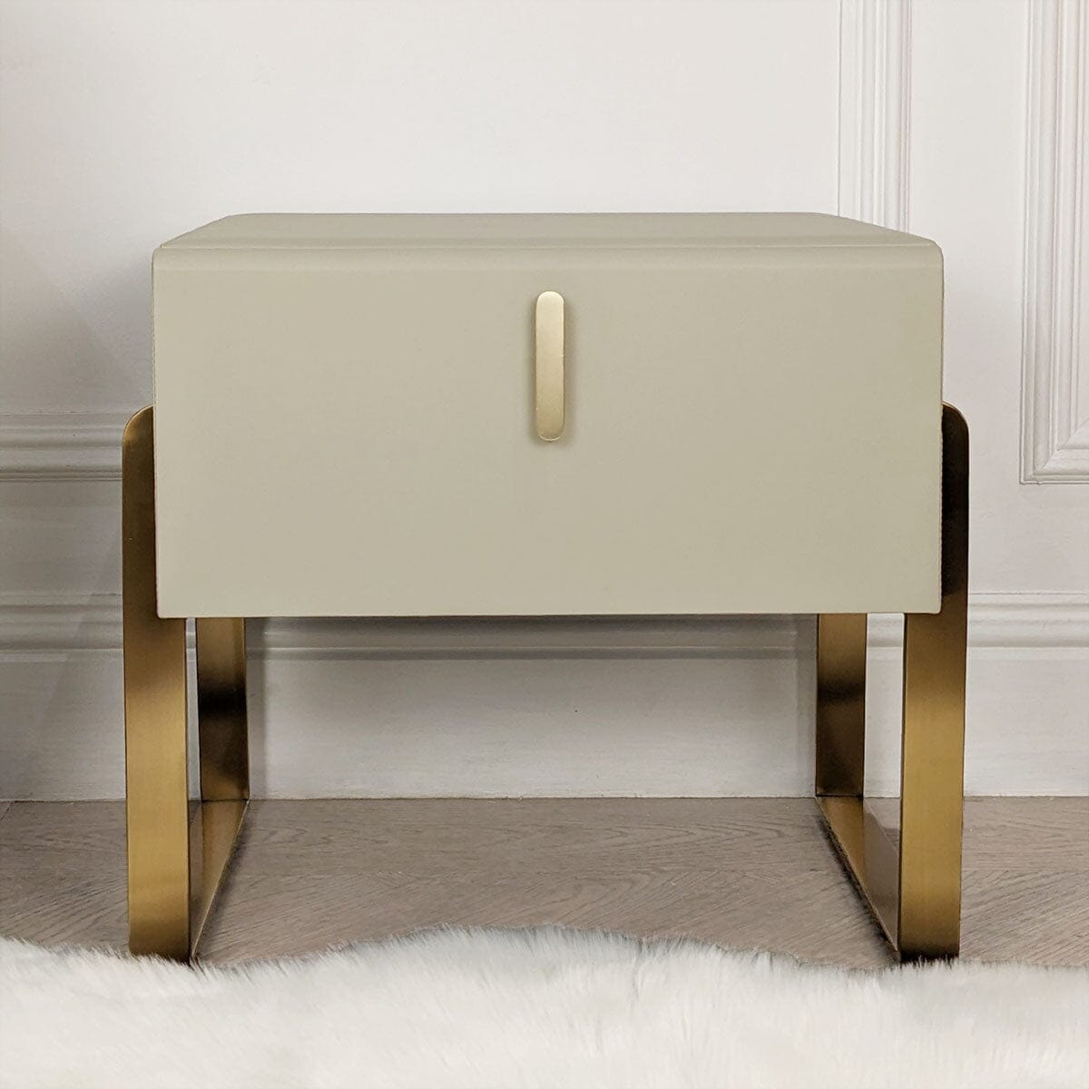 Megan Taupe & Gold 1 Drawer Bedside Table