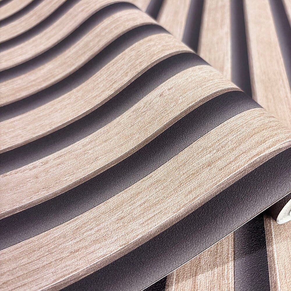 Nolita Panelled Oak Effect Wallpaper