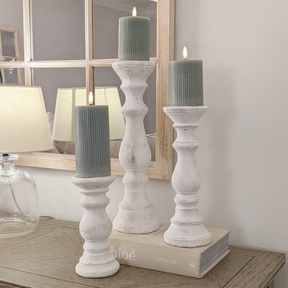 Norfolk Medium Distressed Stone Candle Holder