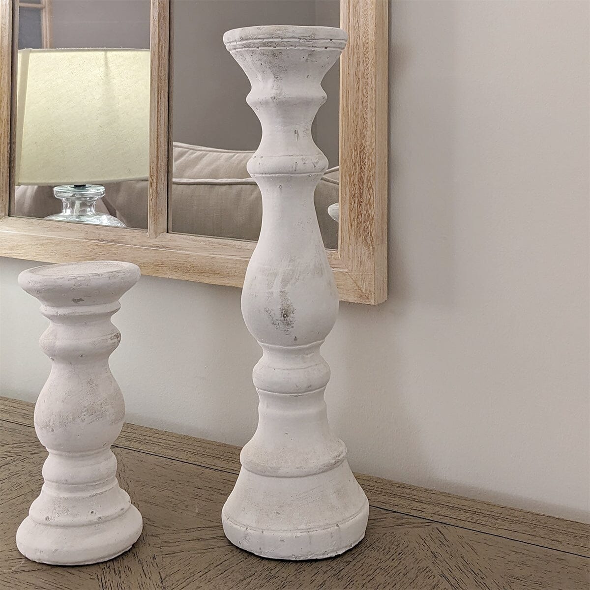 Norfolk Large Distressed Stone Candle Holder