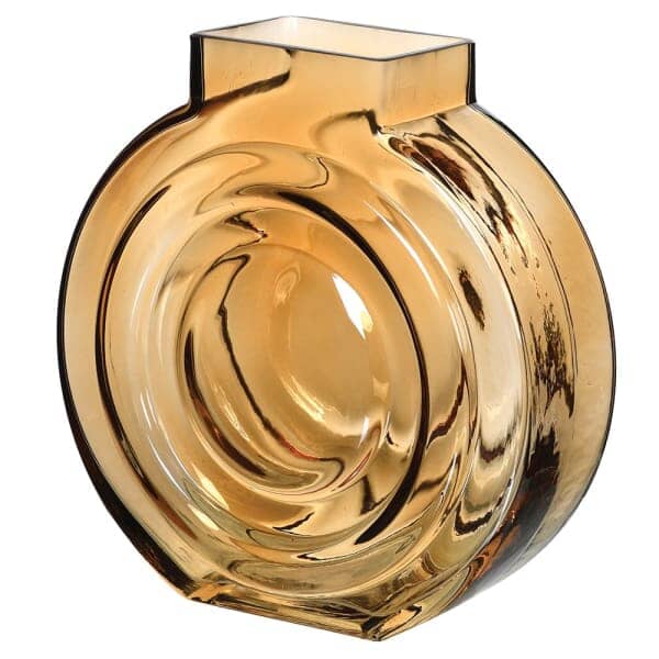 Nougat Round Amber Glass Vase