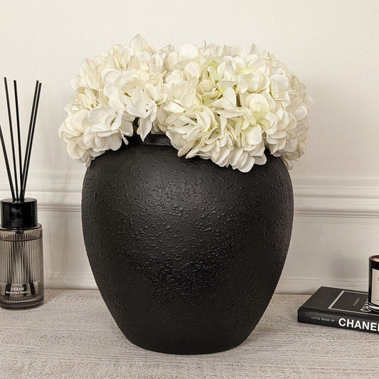 Odette Black Textured Ceramic Vase