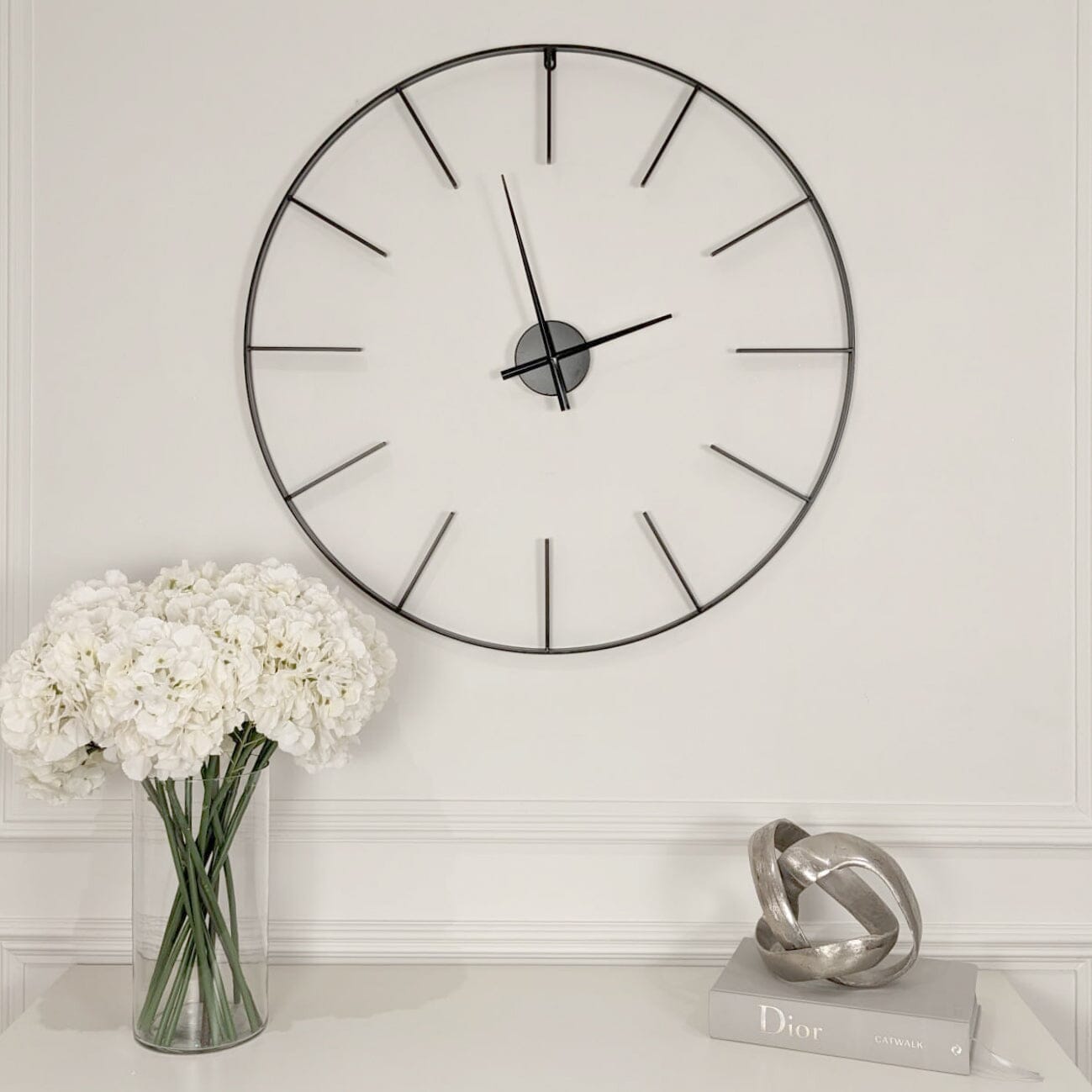 Portland Black Skeleton Wall Clock