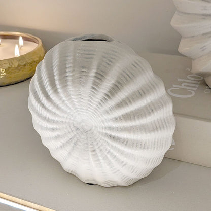 Radiant White Textured Shell Effect Decorative Vase