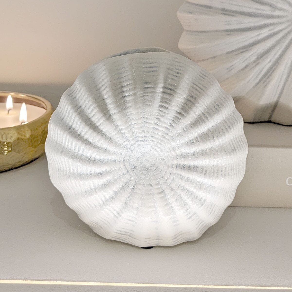 Radiant White Textured Shell Effect Decorative Vase