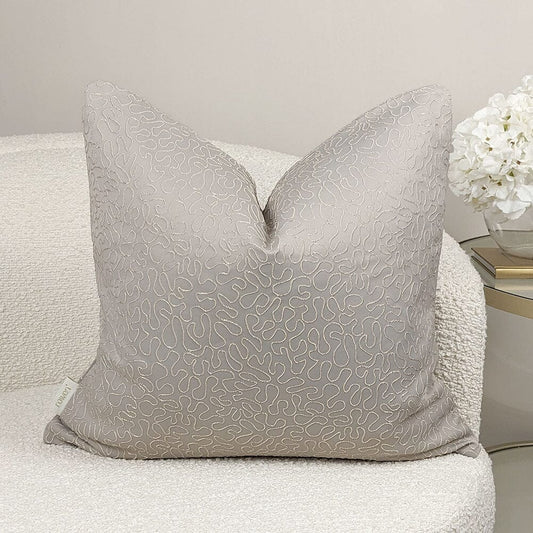 Sara Taupe Squiggle Print Cushion - 50x50cm