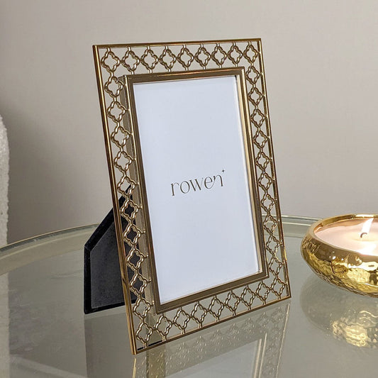 Sarai Gold Lattice Metal Photo Frame - 4x6"