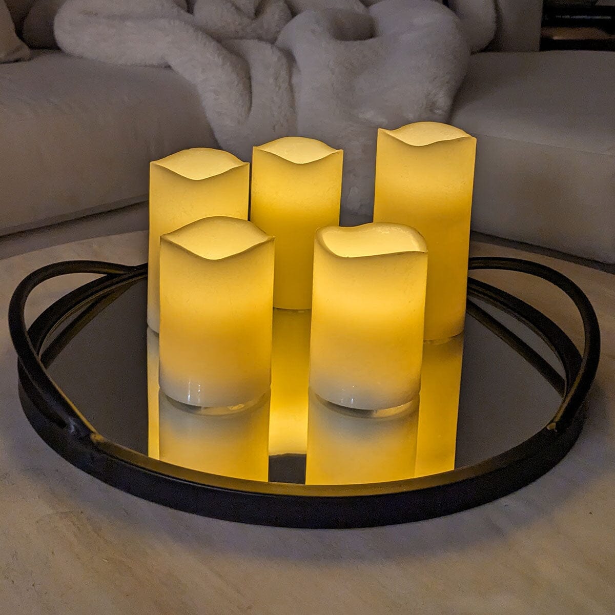 Set of 5 Cream Decorative LED Candles