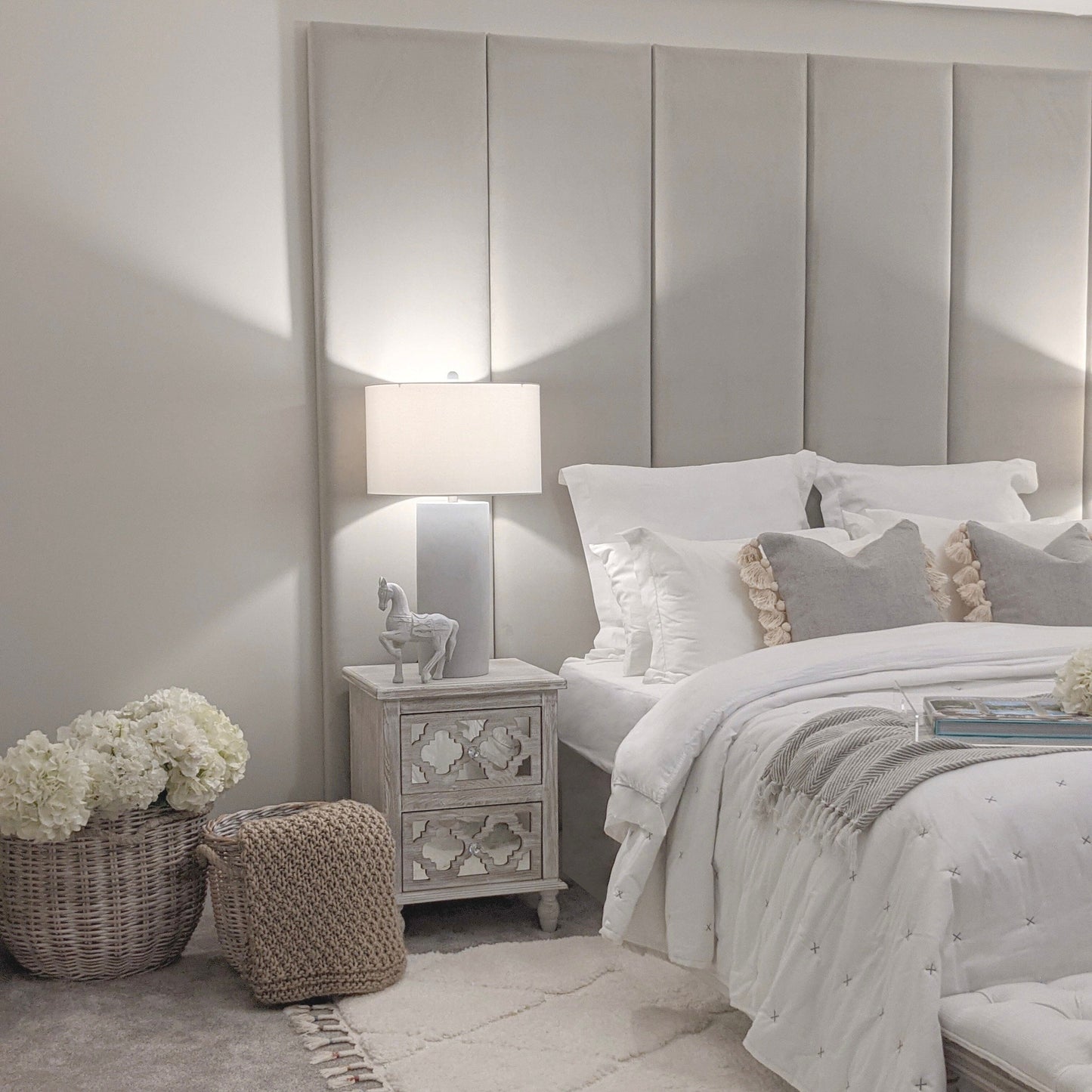 In Stock - Smoke Grey Velvet Individual Upholstered Headboard Panel - 45cm