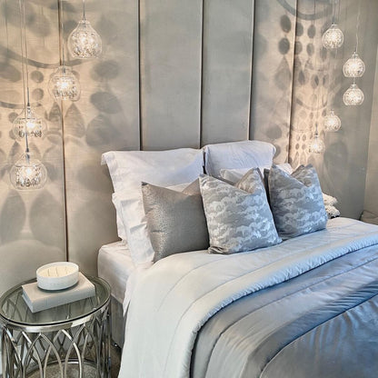 In Stock - Smoke Grey Velvet Individual Upholstered Headboard Panel - 45cm