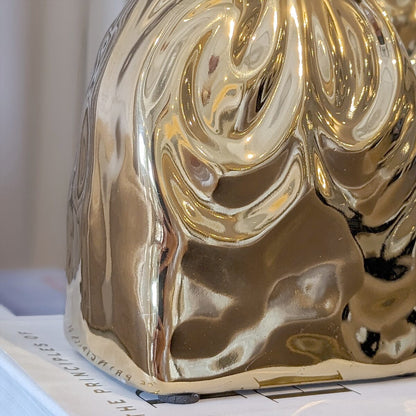 Tesora Gold Crinkled Ceramic Bag Vases - Set of 2