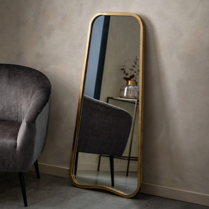 Tesora Gold Curved Leaner Mirror - 123cm