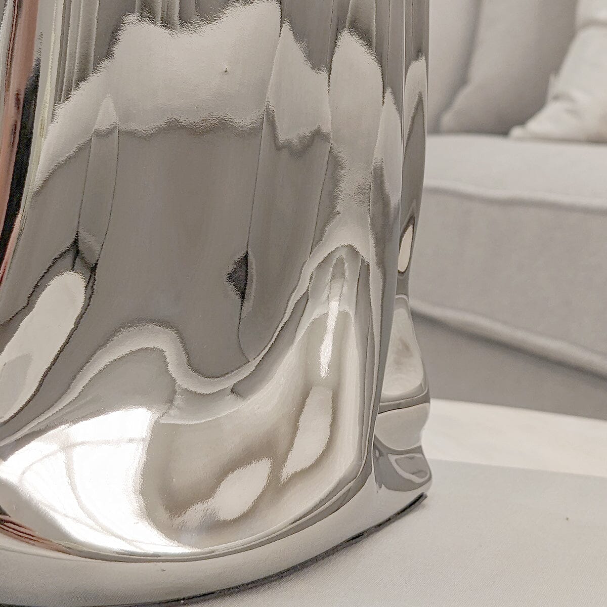 Vega Paper Bag Style Silver Ceramic Vase