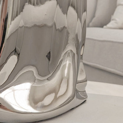 Vega Paper Bag Style Silver Ceramic Vase