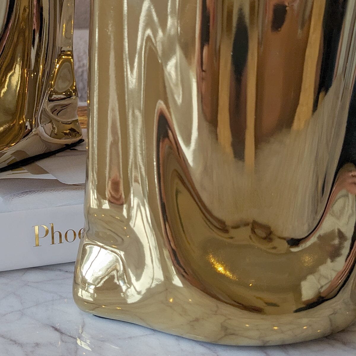 Vega Petite Paper Bag Style Gold Ceramic Vase