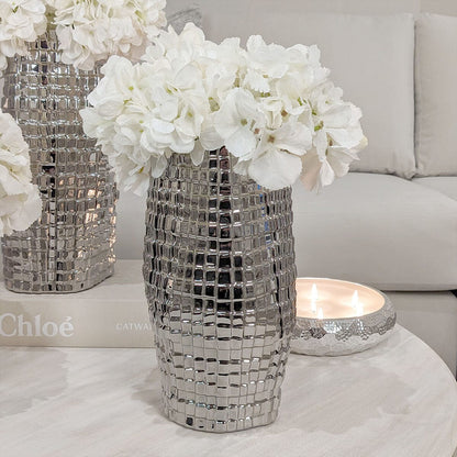 Vieste Large Silver Abstract Vase