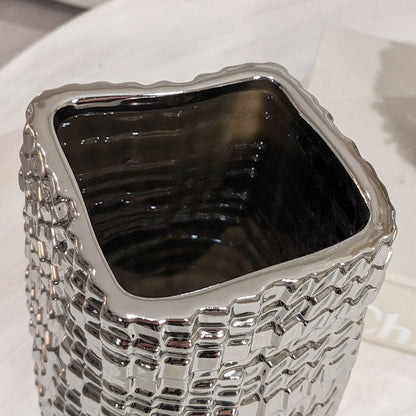 Vieste Large Silver Abstract Vase