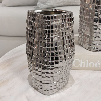 Vieste Medium Silver Abstract Vase