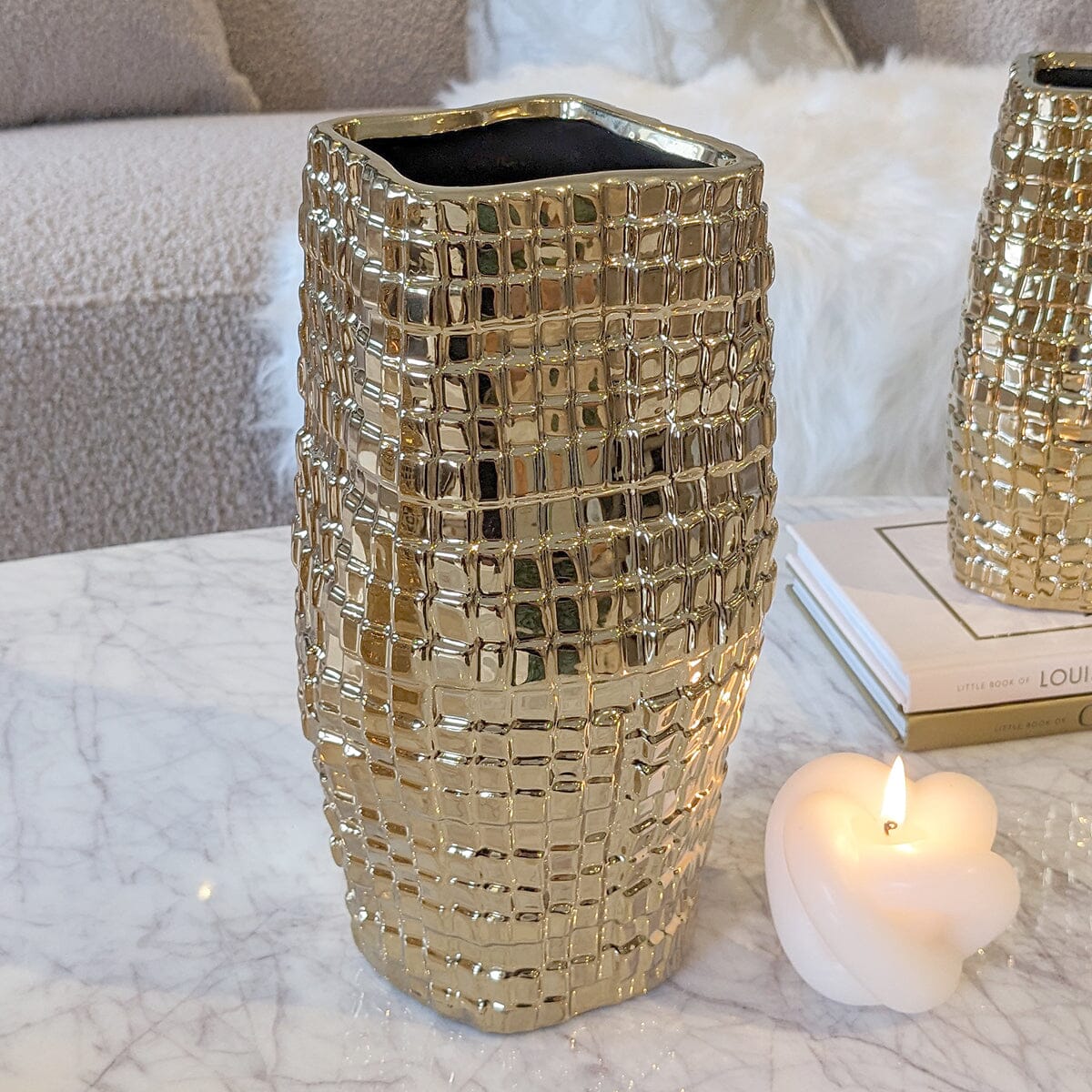 Vieste Tall Gold Abstract Vase