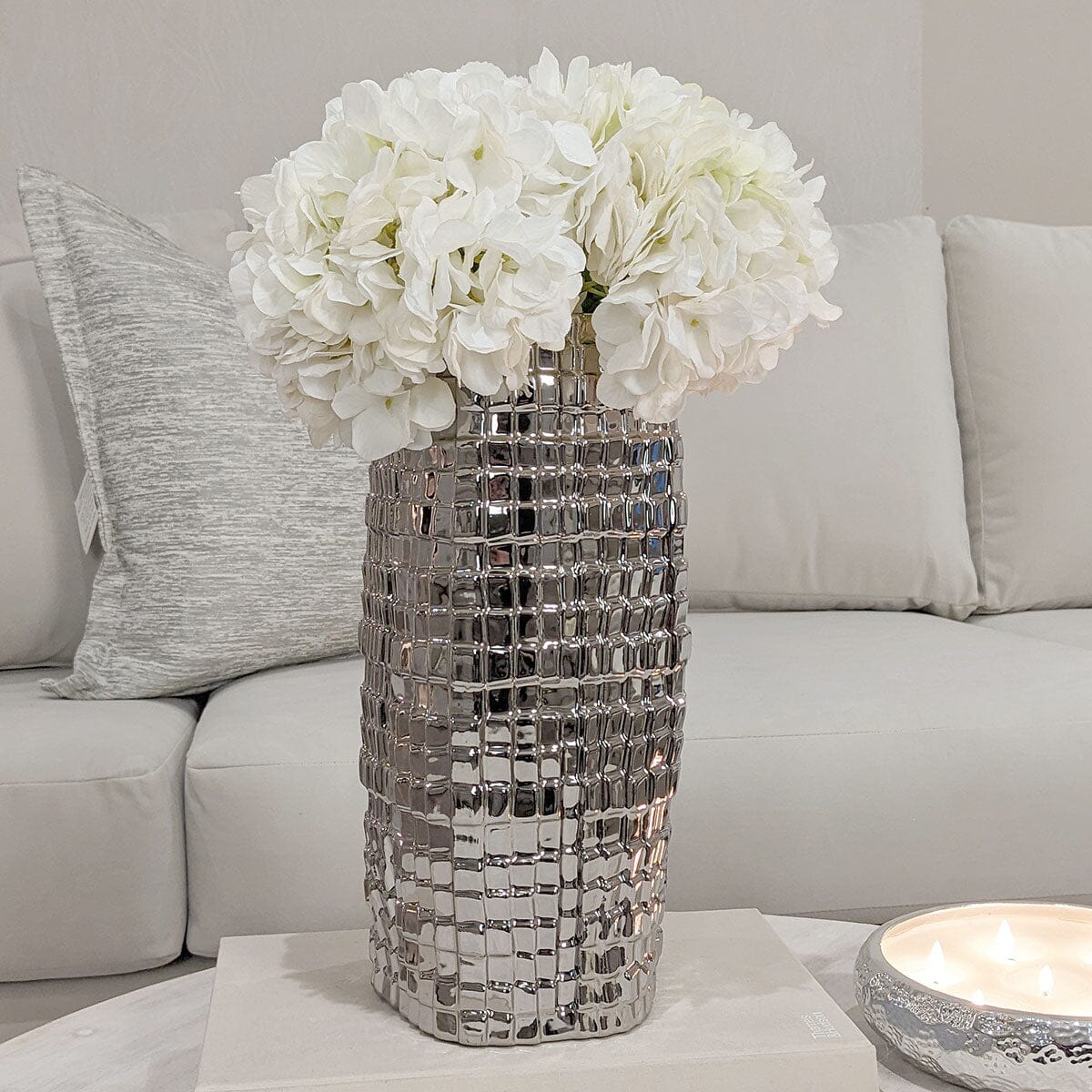 Vieste Tall Silver Abstract Vase