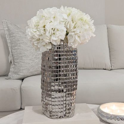 Vieste Tall Silver Abstract Vase