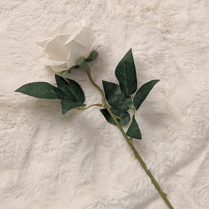 White Faux Peony Rose Single Stem Flower