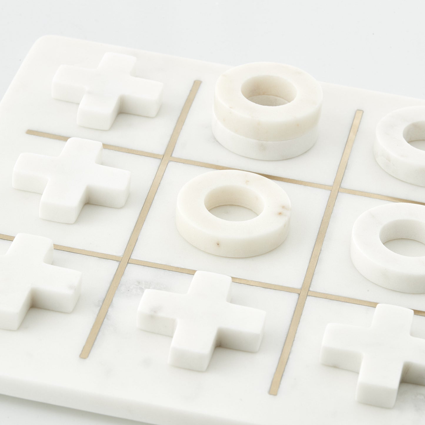White Marble & Gold Noughts & Crosses Set