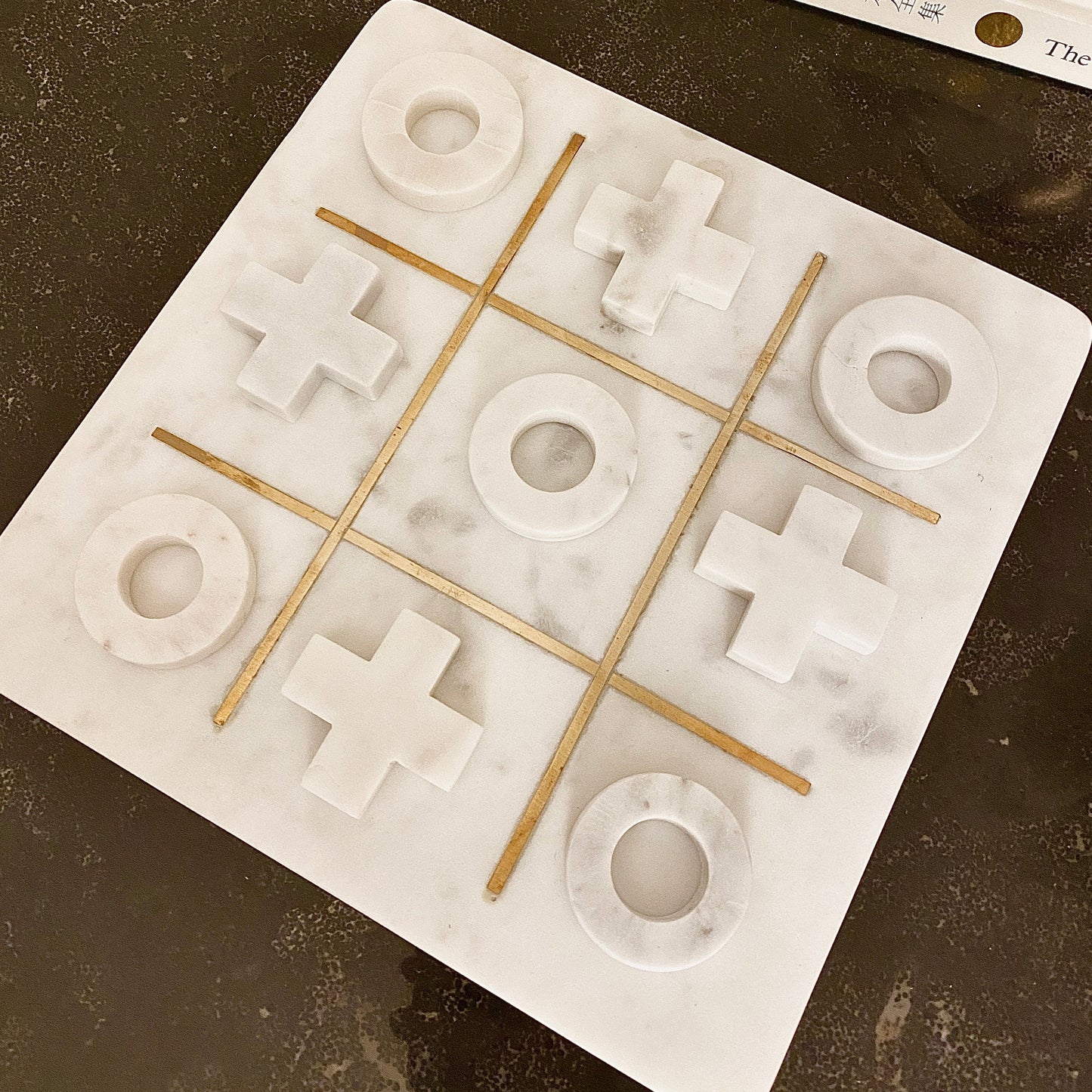White Marble & Gold Noughts & Crosses Set