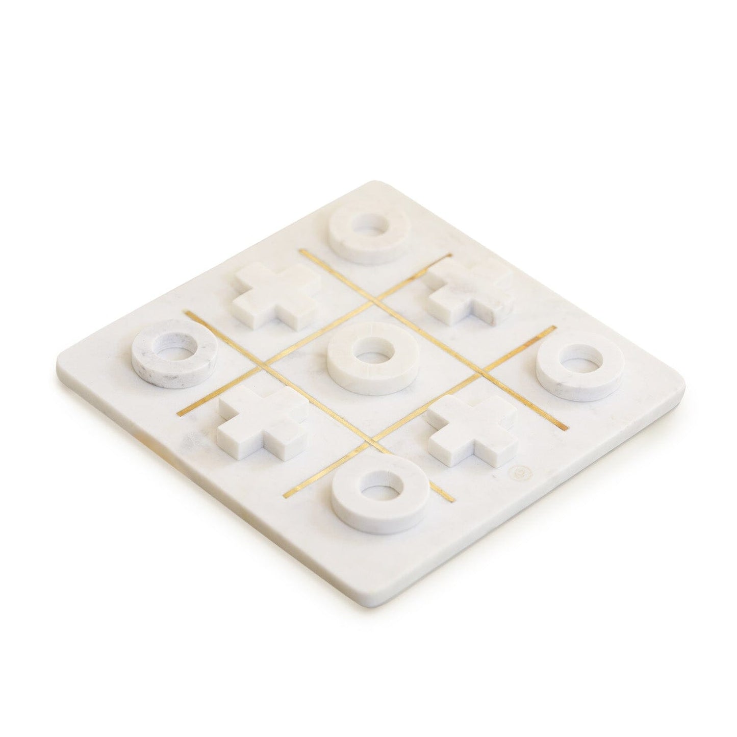 White Marble & Gold Noughts & Crosses Set