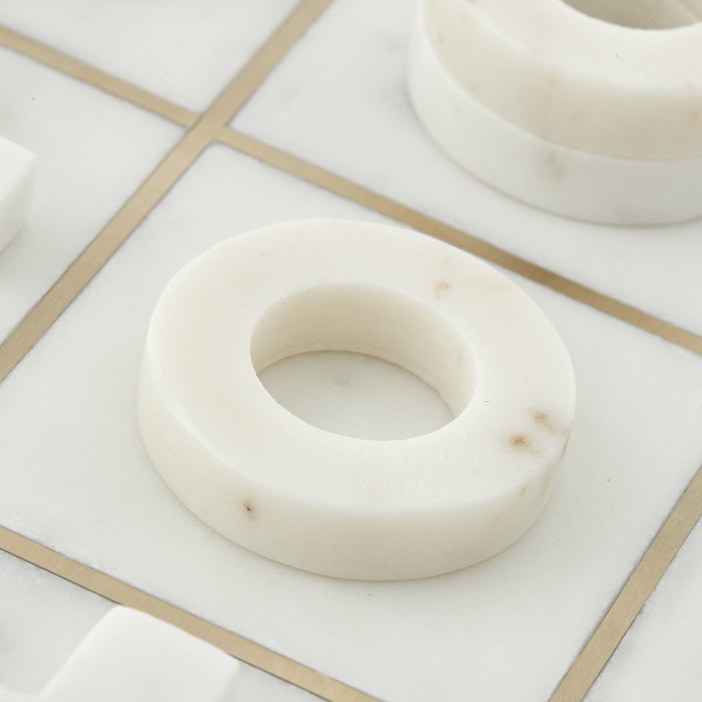 White Marble & Gold Noughts & Crosses Set
