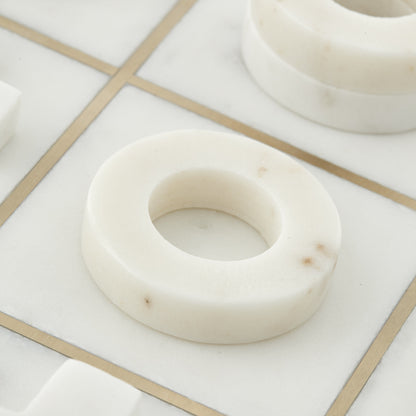 White Marble & Gold Noughts & Crosses Set