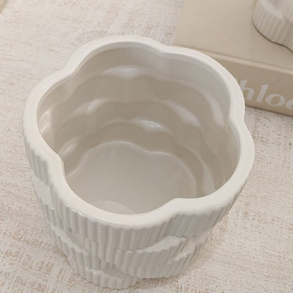Willow White Ribbed Ceramic Vases - Set of 3