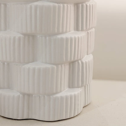 Willow White Ribbed Ceramic Vases - Set of 3